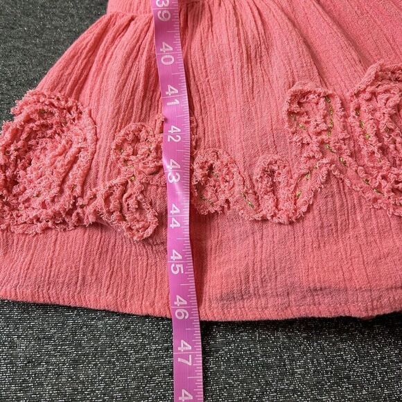 Only Necessities Midi Dress 18 W Coral Ruffles‎ Embroidery Gauzy Coastal Beachy - Picture 12 of 13